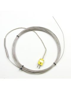 32 ft Long Thin 1.5 mm Stainless Steel K-type Thermocouple Probe