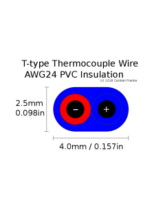 T-type Thermocouple Wire AWG 24 Solid PVC insulation 330yd